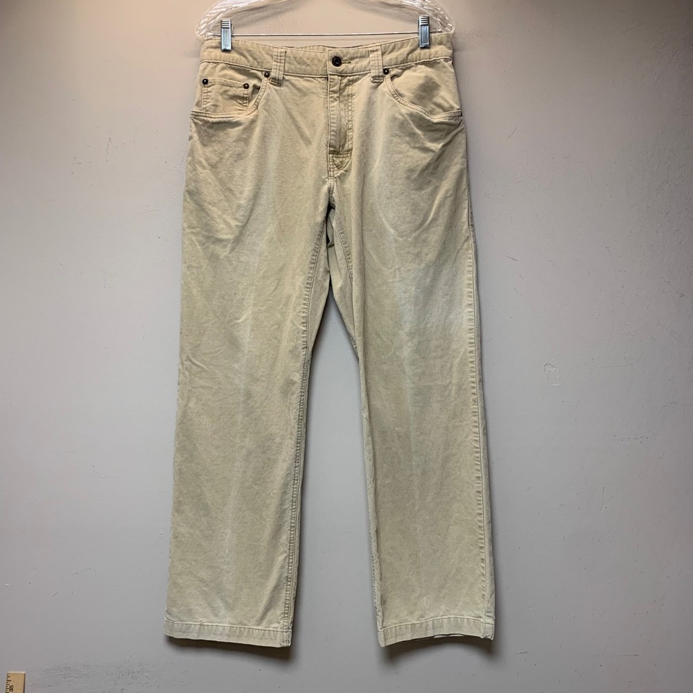Prana Corduroy Pants Mens 32x30 Tan Excellent Breathe Stretch Straight Leg